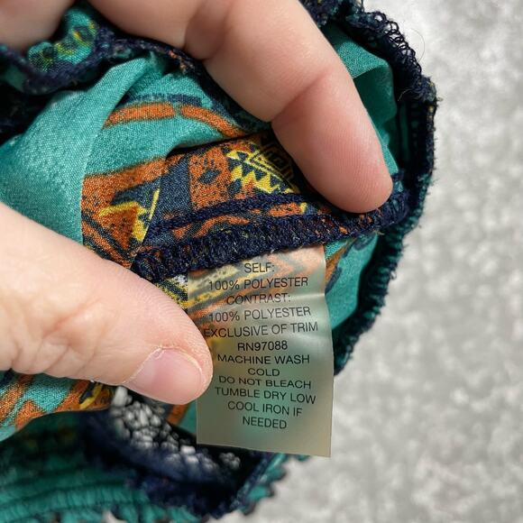 Delia's Women's Y2K Blue Tribal Print Lace Back Tank Top - Size Medium - Boho - Picture 6 of 7